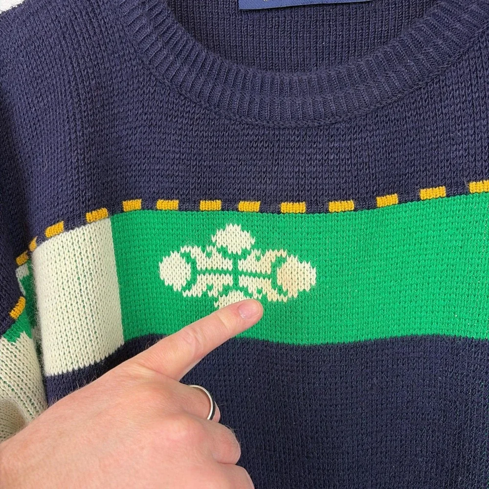 Blarney Castle Designs‎ Sweater Mens Large Blue Ireland Shamrock Knit Pullover
